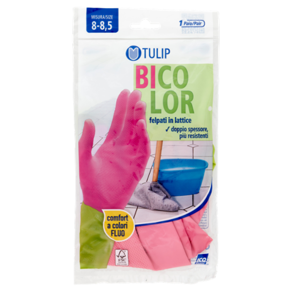 Tulip Bicolor Guanti felpati in lattice Misura 8-8,5 1 Paio