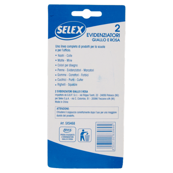 Selex Evidenziatore Giallo e Rosa 2 pezzi