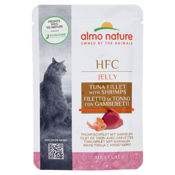 almo nature HFC Jelly Adult Cat Filetto di Tonno con Gamberetti 55 g