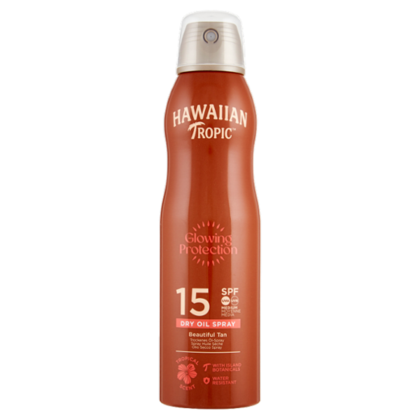 Hawaiian Tropic Glowing Protection Olio Secco Spray Continuo SPF 15 Media 177 mL