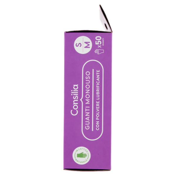 Consilia Guanti monouso in lattice naturale con polvere lubrificante Taglia S/M 50pz