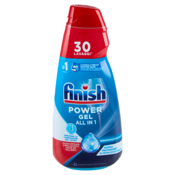 Finish Power Gel Stoviglie Protette liquido lavastoviglie 30 lavaggi 600 ml