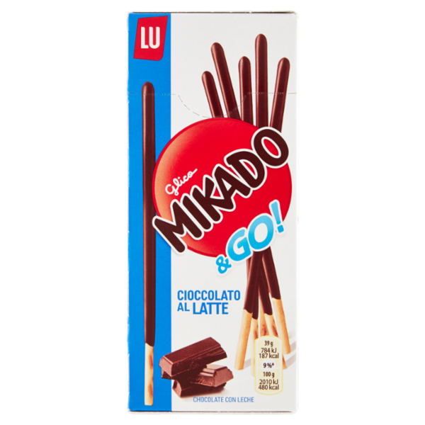Mikado, biscotto ricoperto di cioccolato al latte formato pocket 39g