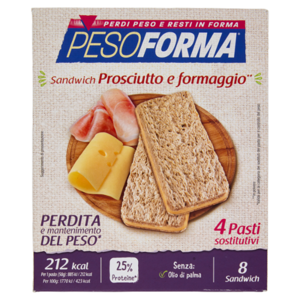 Pesoforma Sandwich Prosciutto e formaggio** 8 x 25 g