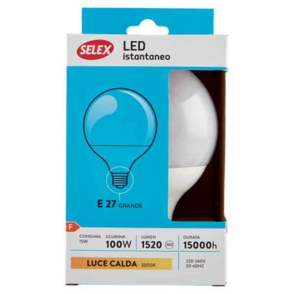Selex Lampadina Led Sfera E27 15W Luce Calda
