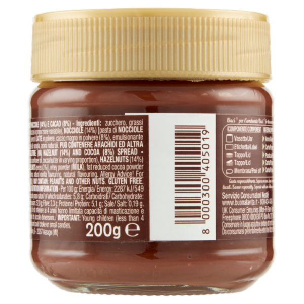 BACI PERUGINA Crema Spalmabile con nocciole e cacao vasetto 200g