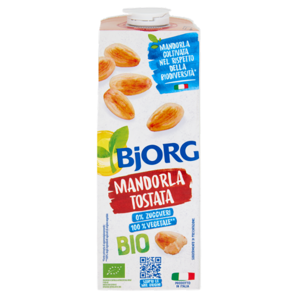 BJORG Mandorla Tostata 0% Zuccheri Bevanda Vegetale Bio, Senza Glutine, Prodotto in Italia, 1L