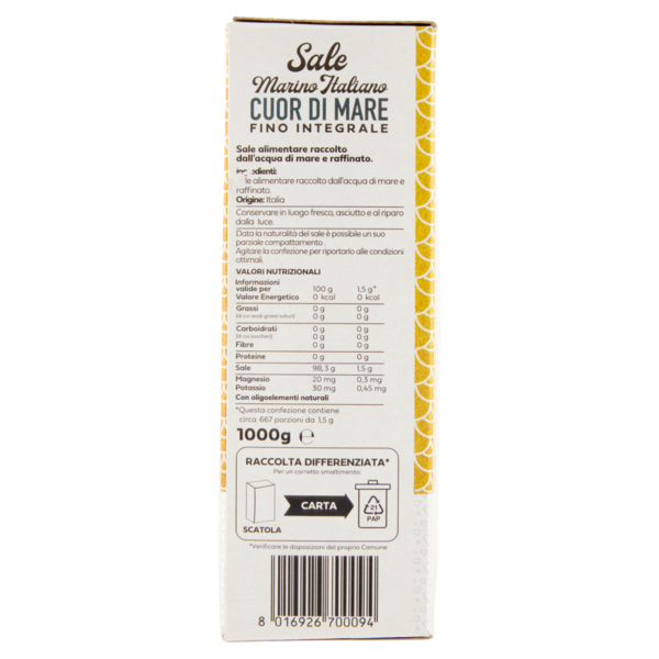 Cuor di Mare Sale Marino Italiano Fino Integrale 1000 g