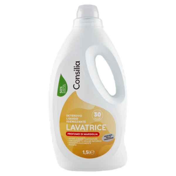 Consilia Detersivo per Lavatrice Liquido Marsiglia 30 Lavaggi 1,5 L