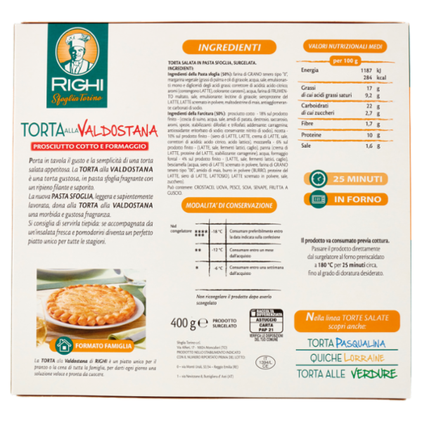 Righi Torta alla Valdostana Prosciutto Cotto e Formaggio 400 g