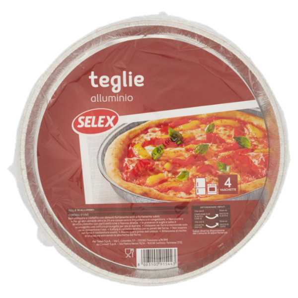 Selex Teglia in Alluminio Rotonda Diametro 30x2,5 cm 4 pezzi