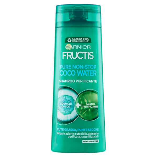 Garnier Shampoo Fructis Pure Non Stop Coconut Water, per Capelli che Tendono a Ingrassarsi, 250 ml