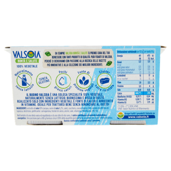 Valsoia Bontà e Salute il Budino Cacao ad alto contenuto di calcio 2 x 115 g
