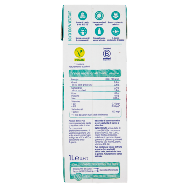 ALPRO Cocco Classico, Bevanda al Cocco 100% vegetale con vitamine B2, B12 e D, 1 L