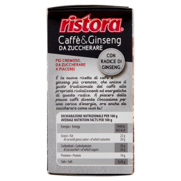 ristora Preparato istantaneo per bevanda al gusto di Caffè & Ginseng da Zuccherare 10 x 7 g