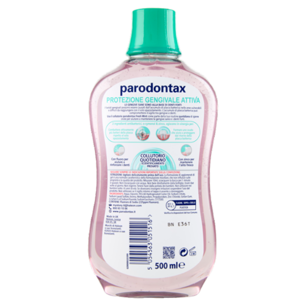 parodontax Collutorio Quotidiano Protezione Gengivale Attiva Fresh Mint 500 ml