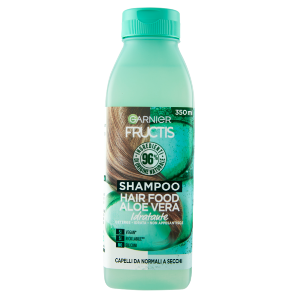 Garnier Fructis Hair Food, Shampoo idratante all'aloe per capelli disidratati, 350 ml