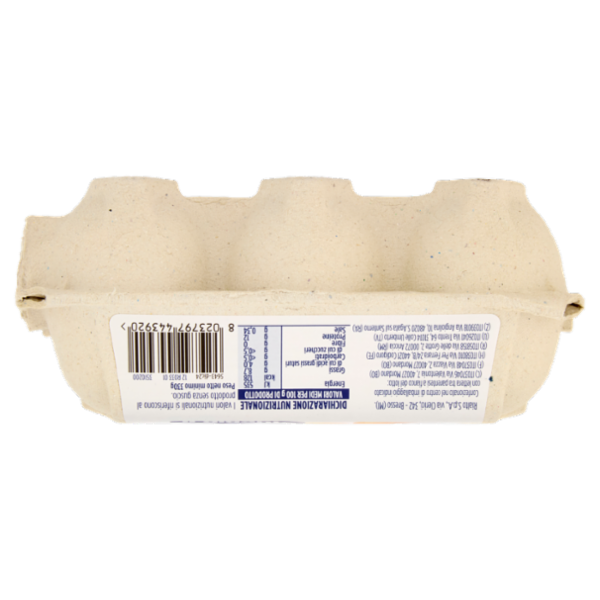 IL GIGANTE Uova da allevamento a terra senza uso di antibiotici 6 Uova Fresche di Vario Calibro 330g