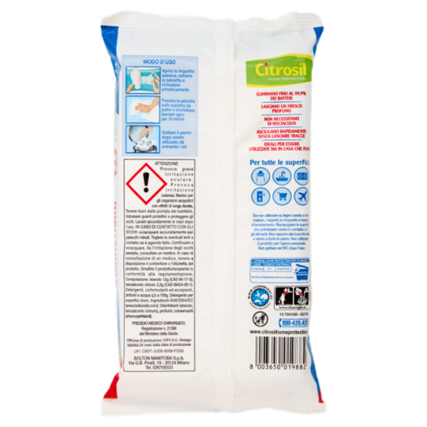 Citrosil Home Protection - Salviette Multisuperfici Igienizzanti germi e batteri Tea Tree 40 panni