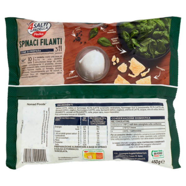 4 Salti in Padella Findus Spinaci Filanti 450 g