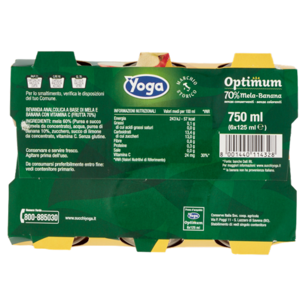 Yoga Optimum 70% Mela Banana 6 x 125 ml