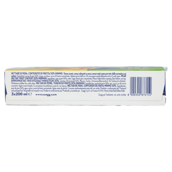 Zuegg Solo Ingredienti naturali* Succo e Polpa di Pera 3 x 200 ml