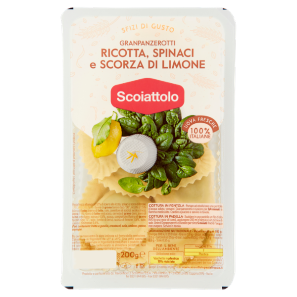 Scoiattolo Sfizi di Gusto Granpanzerotti Ricotta, Spinaci e Scorza di Limone 200 g