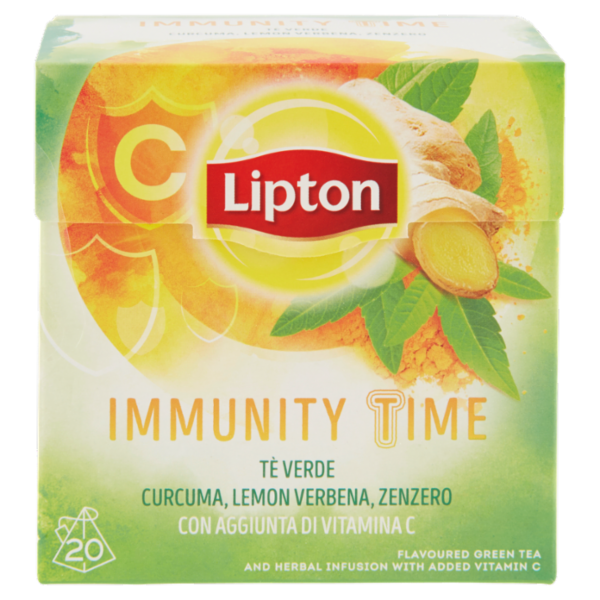 Lipton Immunity Time con té verde curcuma lemon verbena zenzero aggiunta di vitamina C 20 Filtri 30g
