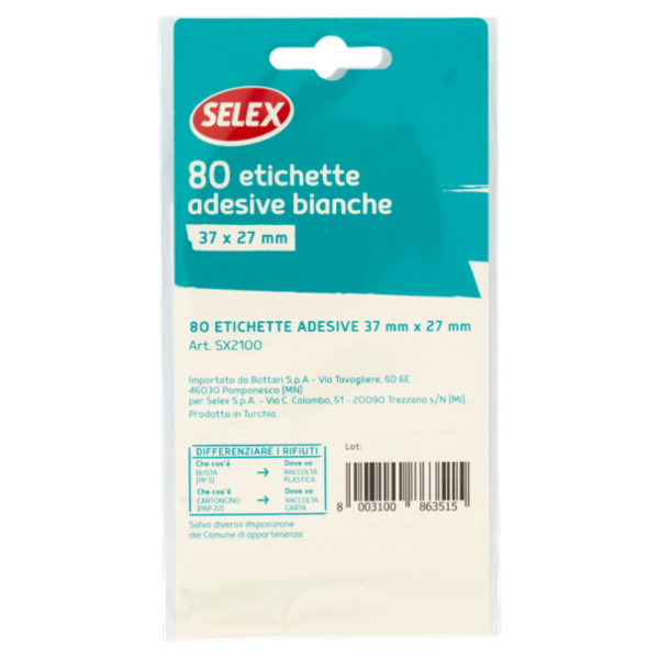 Selex Etichette Adesive Formato 37x27 mm 80 pezzi