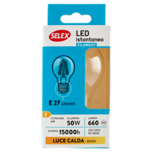 Selex Lampadina Led Goccia E27 6W Luce Calda
