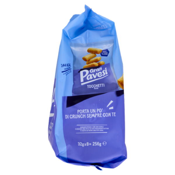 Gran Pavesi Snack Tocchetti, Snack al Mais Cotti al Forno, Senza Olio di Palma, 8 Pacchetti 256g