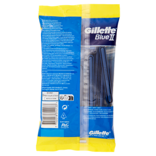 Gillette Blue II Rasoio da Uomo Usa e Getta a 2 Lame, 8 Rasoi + 2 Gratis