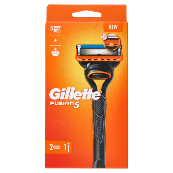 Gillette Rasoio Uomo Fusion5 a 5 lame, 1 Manico + 2 Lamette Barba