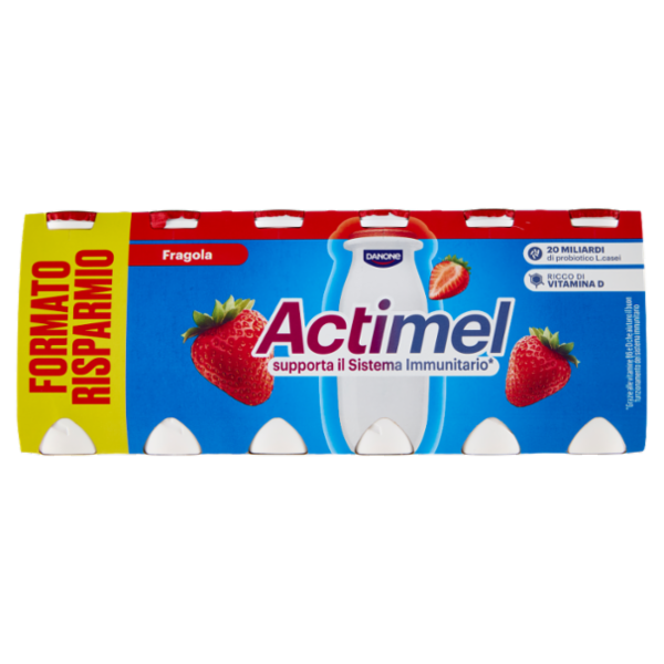 ACTIMEL, Yogurt da Bere con Vit B6 e D per il Sistema Immunitario, gusto fragola, 12X100G