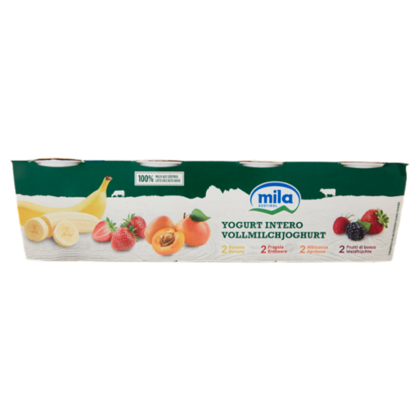 mila Yogurt Intero 2 Banana - 2 Fragola - 2 Albicocca - 2 Frutti di Bosco 8 x 125 g
