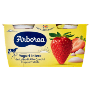 Arborea Yogurt Intero Da Latte Di Alta Qualità Fragola Frullata 2 x 125 g