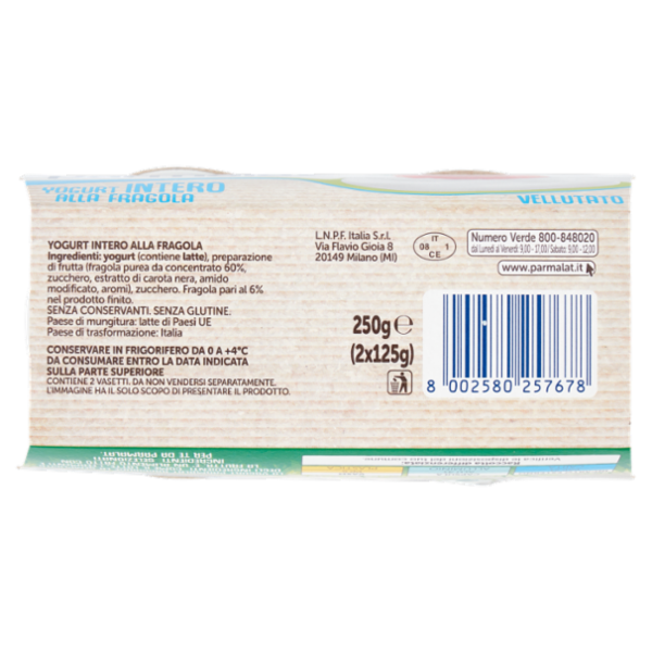 parmalat Yogurt Intero alla Fragola Vellutato 2 x 125 g