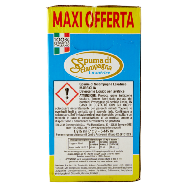 Spuma di Sciampagna Marsiglia Lavatrice 3 x 1.815 ml