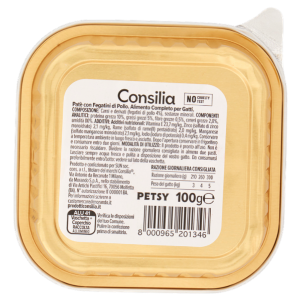 Consilia Petsy Gatto Paté con Fegatini di Pollo 100 g
