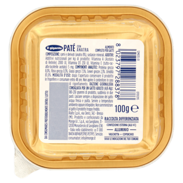 IL GIGANTE Piccoli Grandi Amici Paté con Anatra 100 g