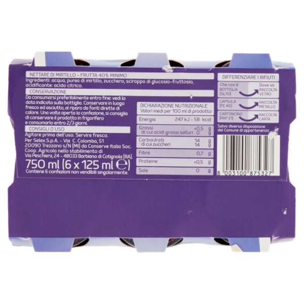 Selex Nettare di Mirtillo 6x125 ml