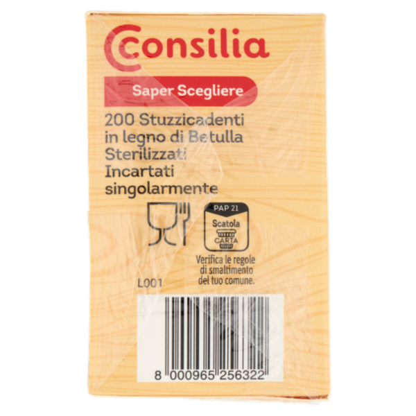 Consilia Saper Scegliere Stuzzicadenti Doppia Punta Imbustati Singolarmente 200 pezzi