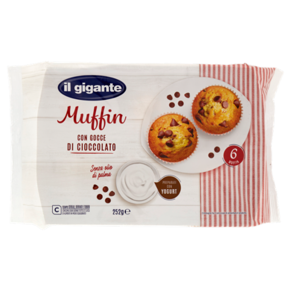 IL GIGANTE Muffin con Gocce di Cioccolato 6 x 42 g