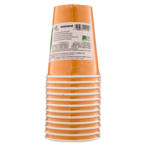 Smart Ecotable Bicchieri in Cartoncino Compostabile 25 cl Mandarine 12 pz
