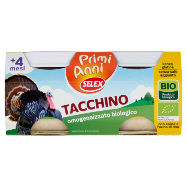 Selex Primi Anni Omogeneizzato di Carne Tacchino Biologico 2x80 g