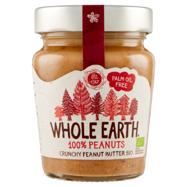 WHOLE EARTH Burro di Arachidi Croccante, Crema Spalmabile 100% Arachidi Biologiche, Vegan, 227g