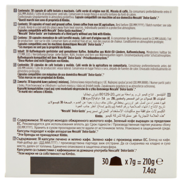 Kimbo Intenso Capsule Compatibili con macchine Nescafé Dolce Gusto* 30 x 7 g