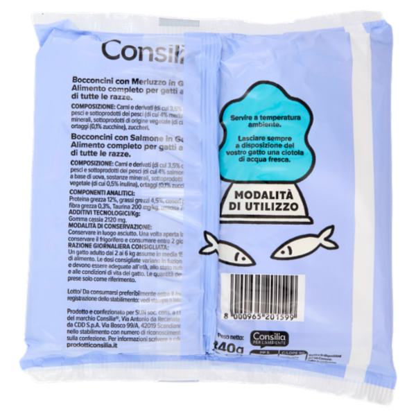 Consilia Saper Scegliere Bocconcini in gelatina 2 Merluzzo, 2 Salmone 4 x 85 g