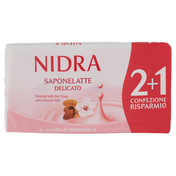 Nidra Saponelatte Delicato con latte di Mandorla 3 x 90 g
