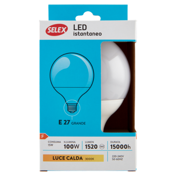 Selex Lampadina Led Sfera E27 15W Luce Calda